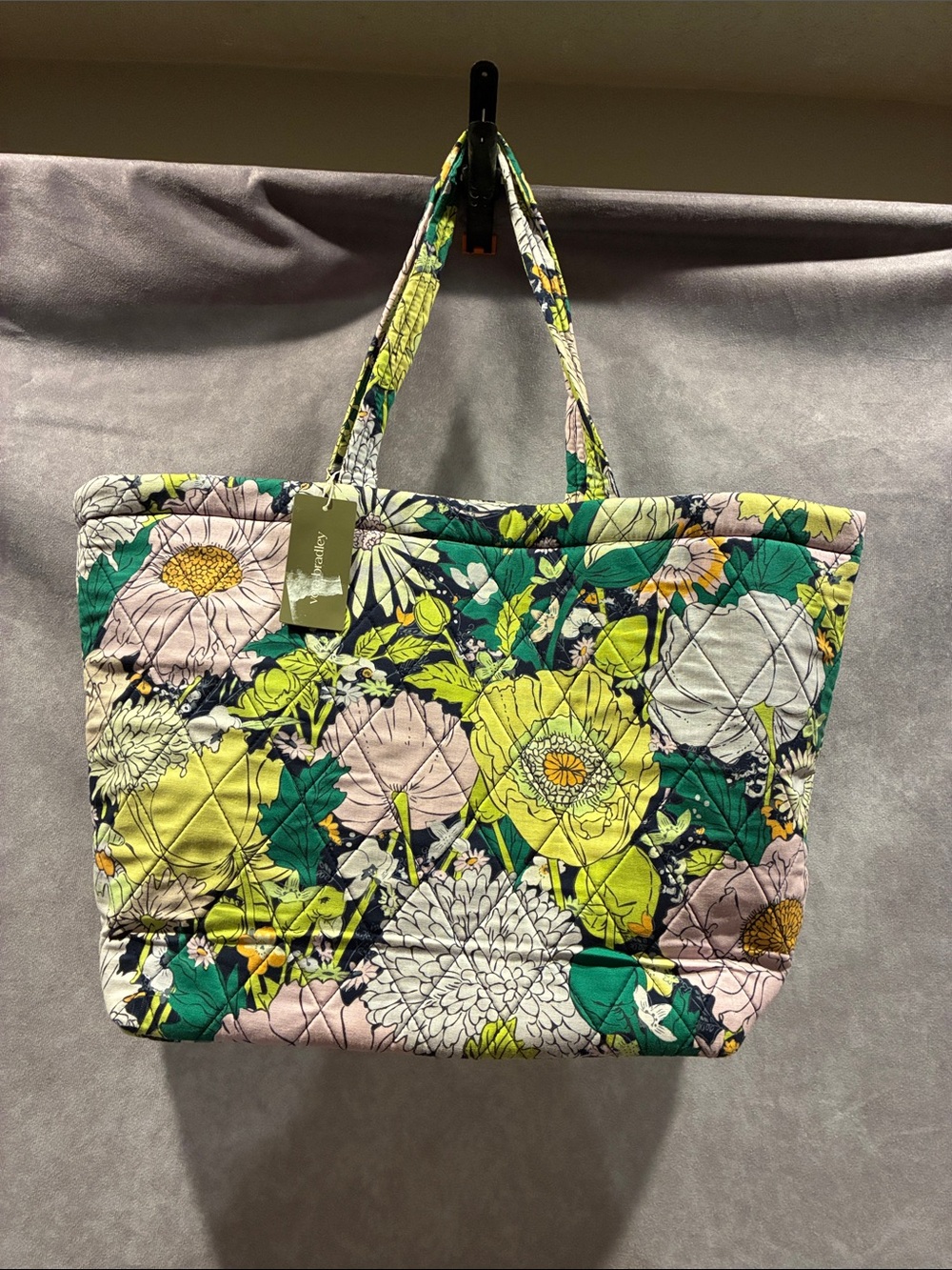 Vera Bradley Floral Quilted Tote in Yellow, Green & Pink
